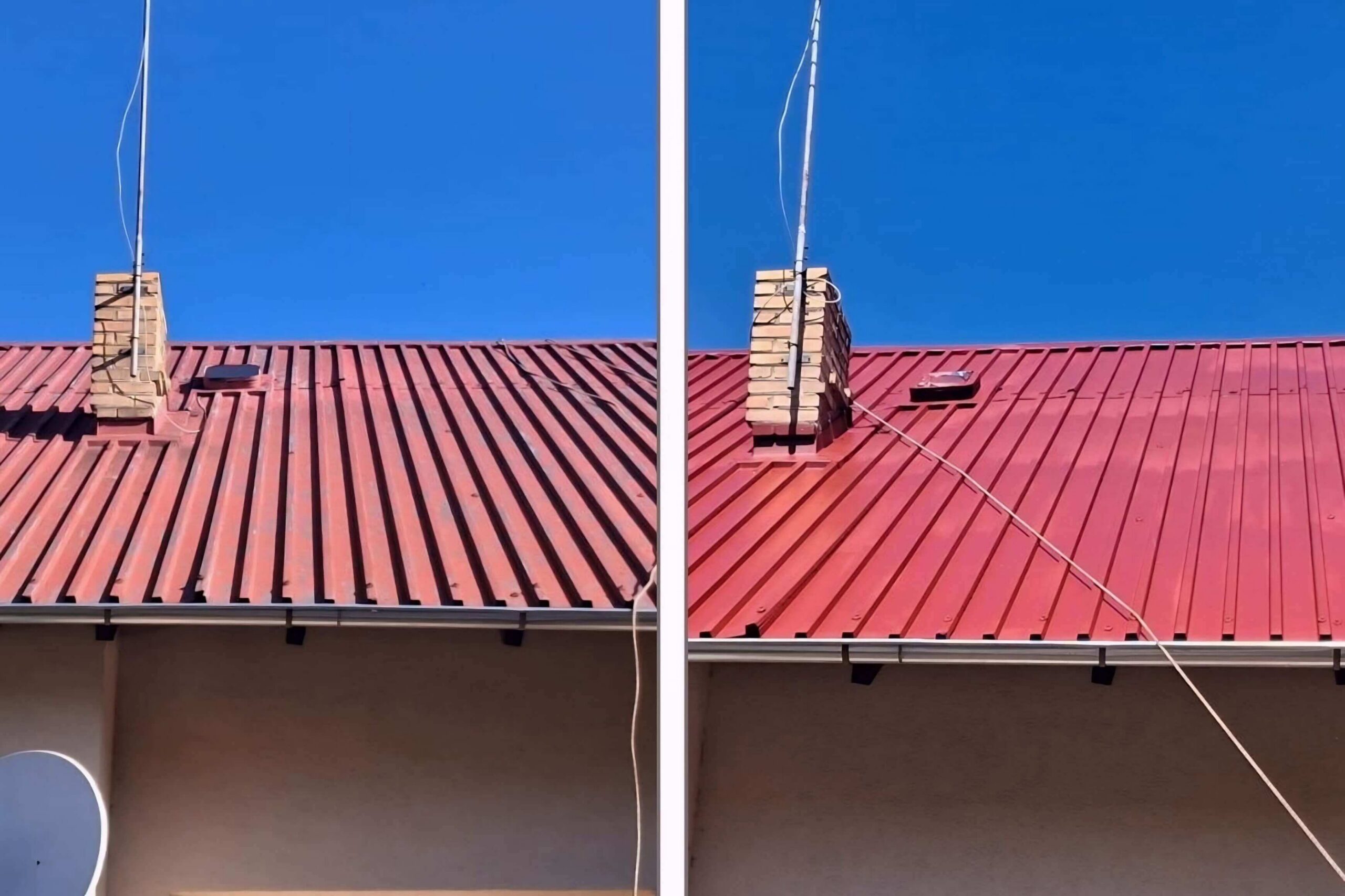 Malowanie dachu – blachodachówki – przed i po